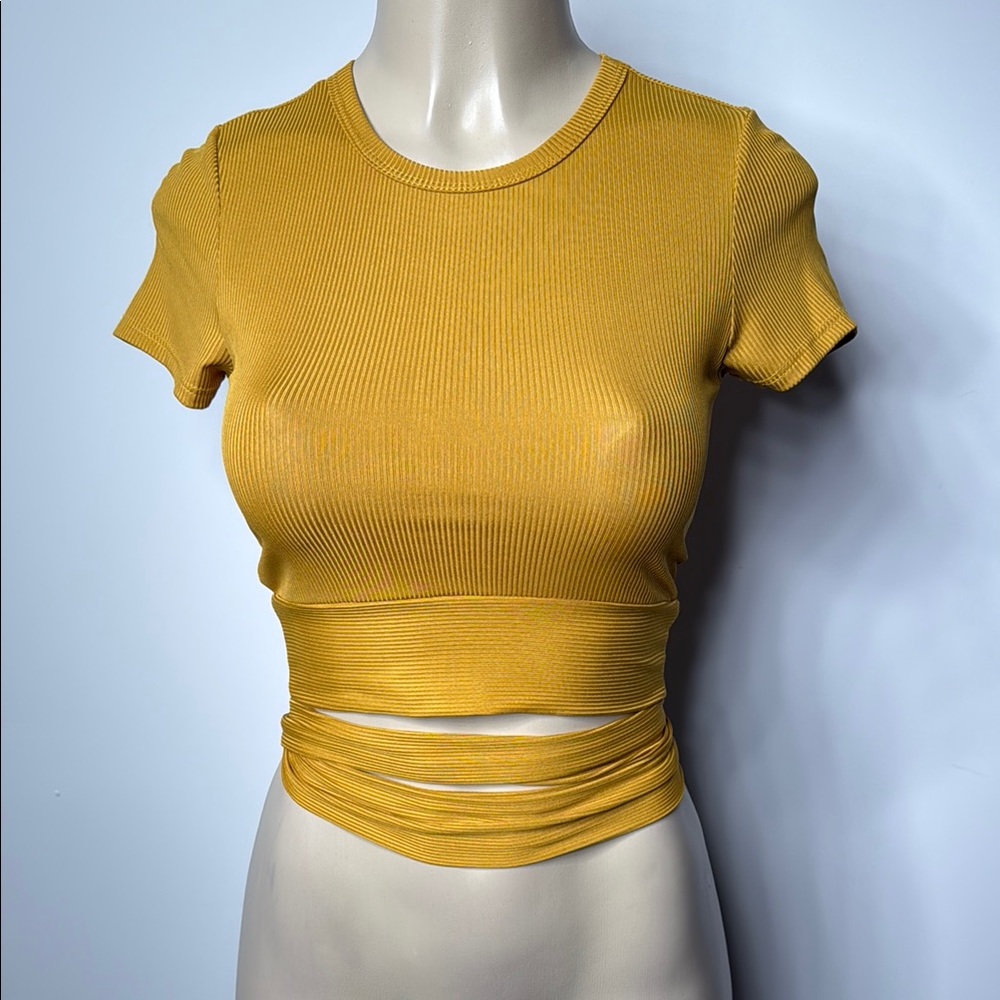 Yellow Ribbed Crop Top - Picture 1 of 4